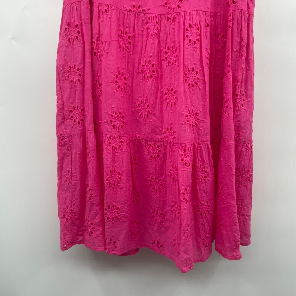 HYFVE Womens Eyelet Shift Dress Short Ruffle Sleeve Pink Size Medium - Picture 3 of 9